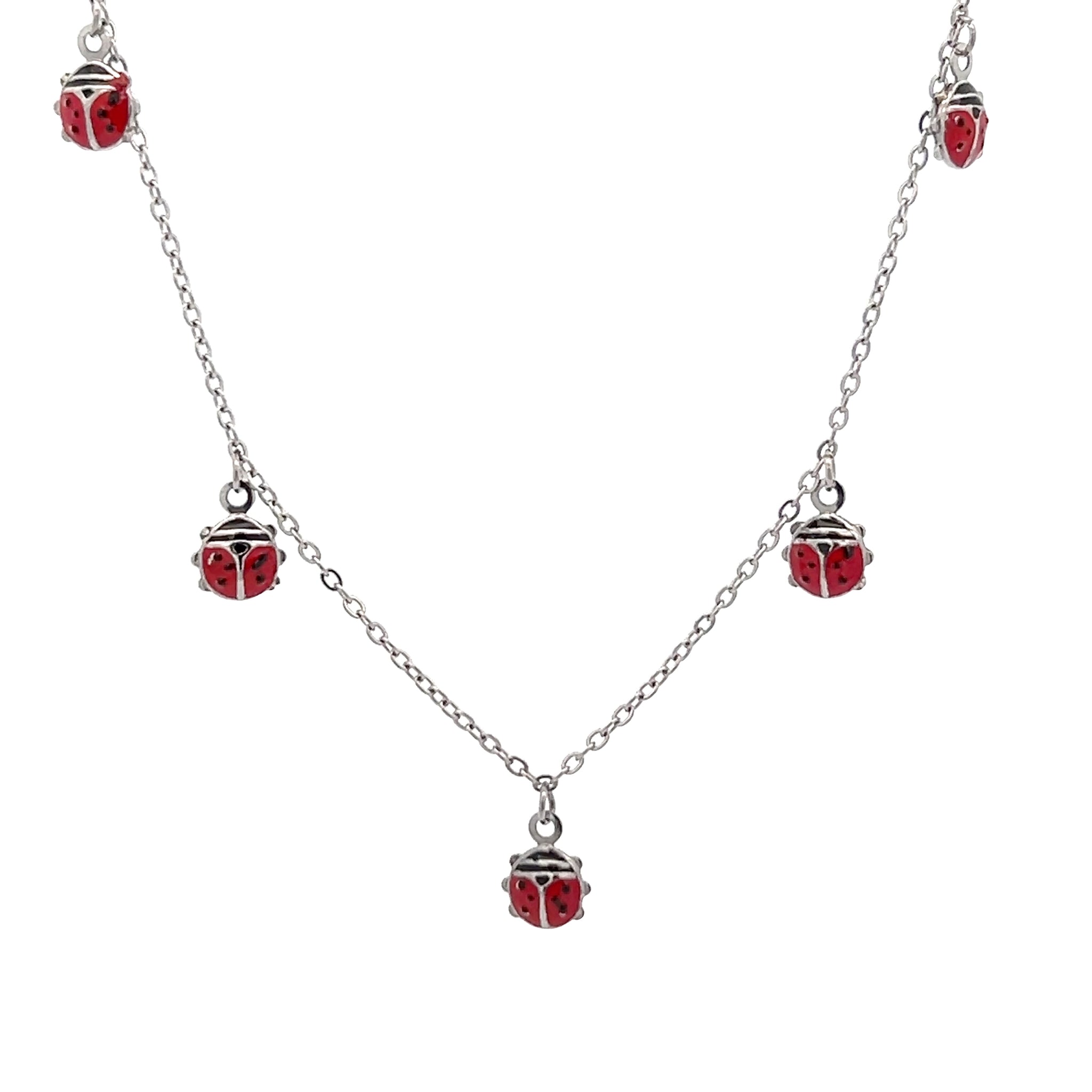 COLLANA CON CHARMS COCCINALLE IN ACCIAIO