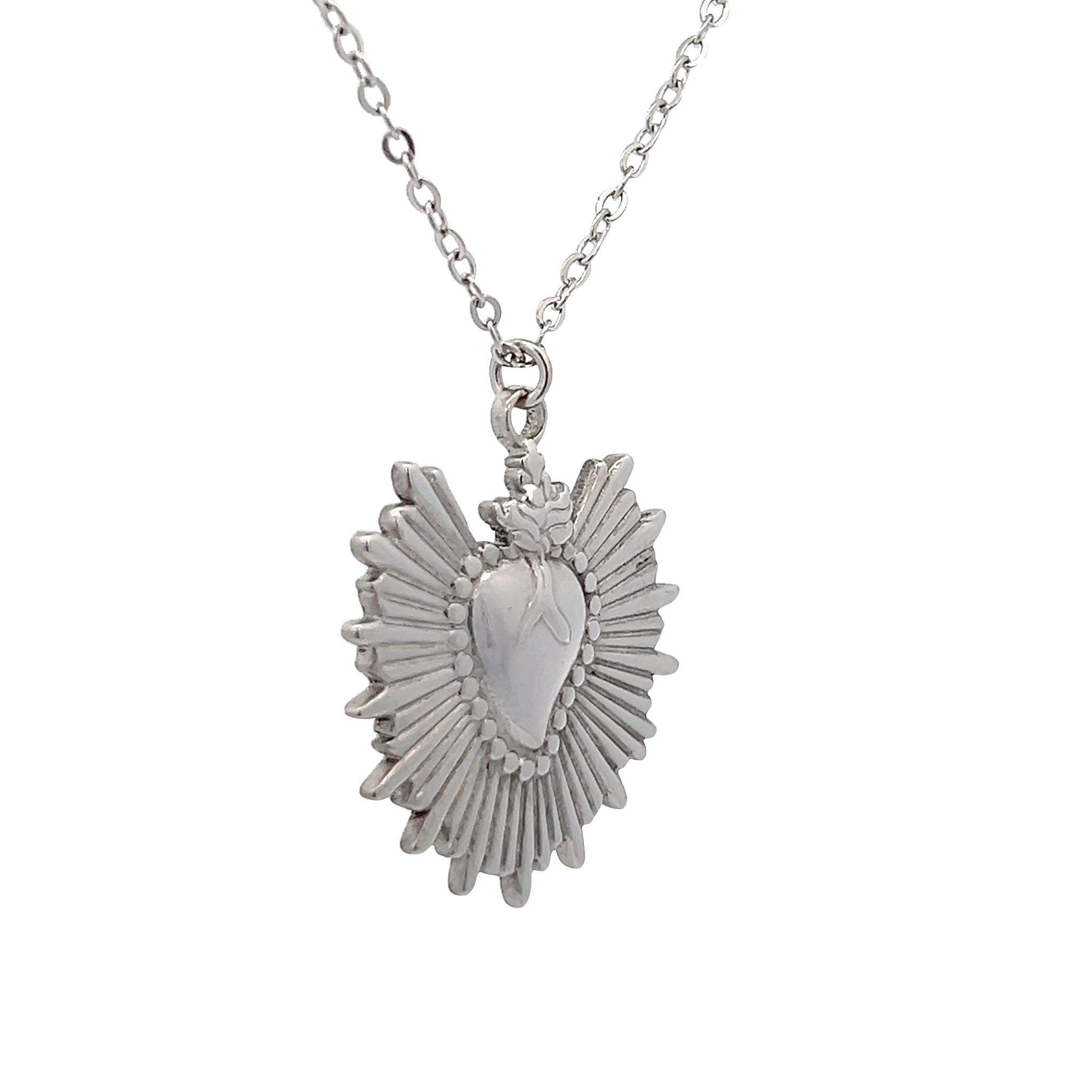 COLLANA CON CUORE SACRO IN ACCIAIO