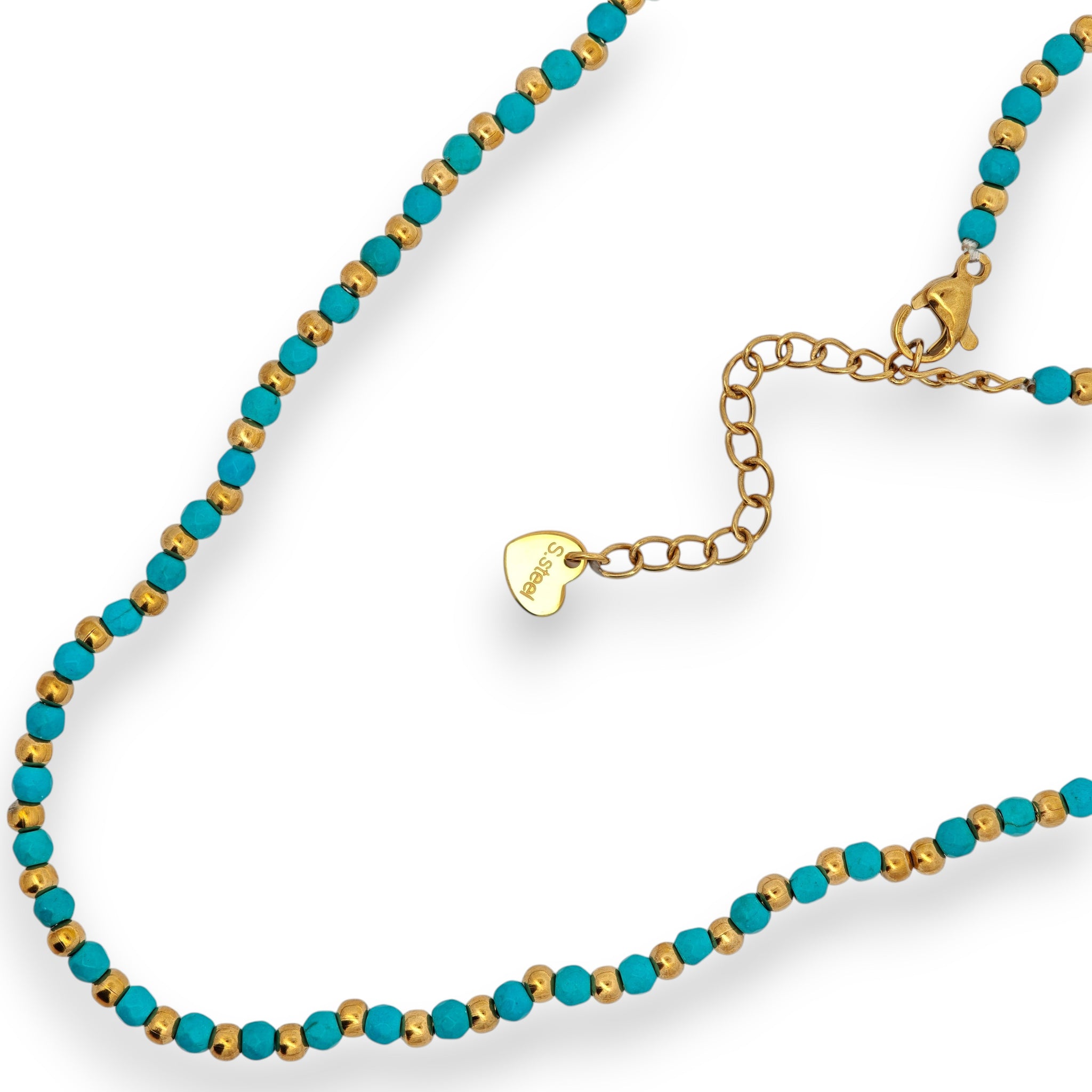 Collana Acciaio Sfere Turchesi