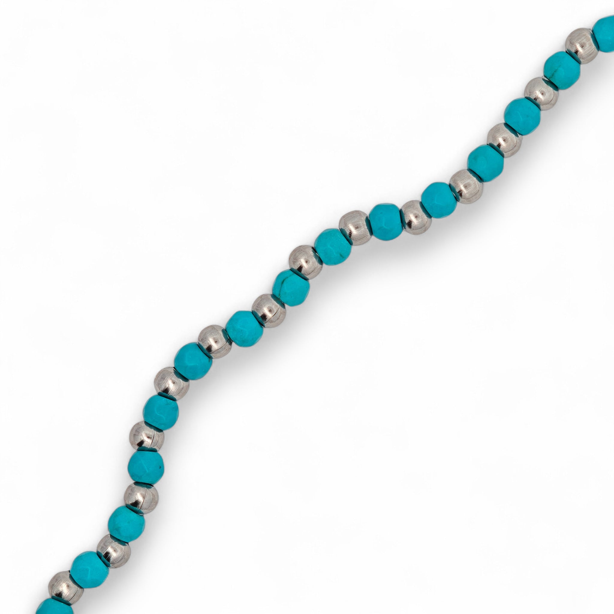 Collana Acciaio Sfere Turchesi