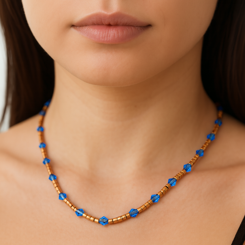 Collana Cristalli Colorati Acciaio