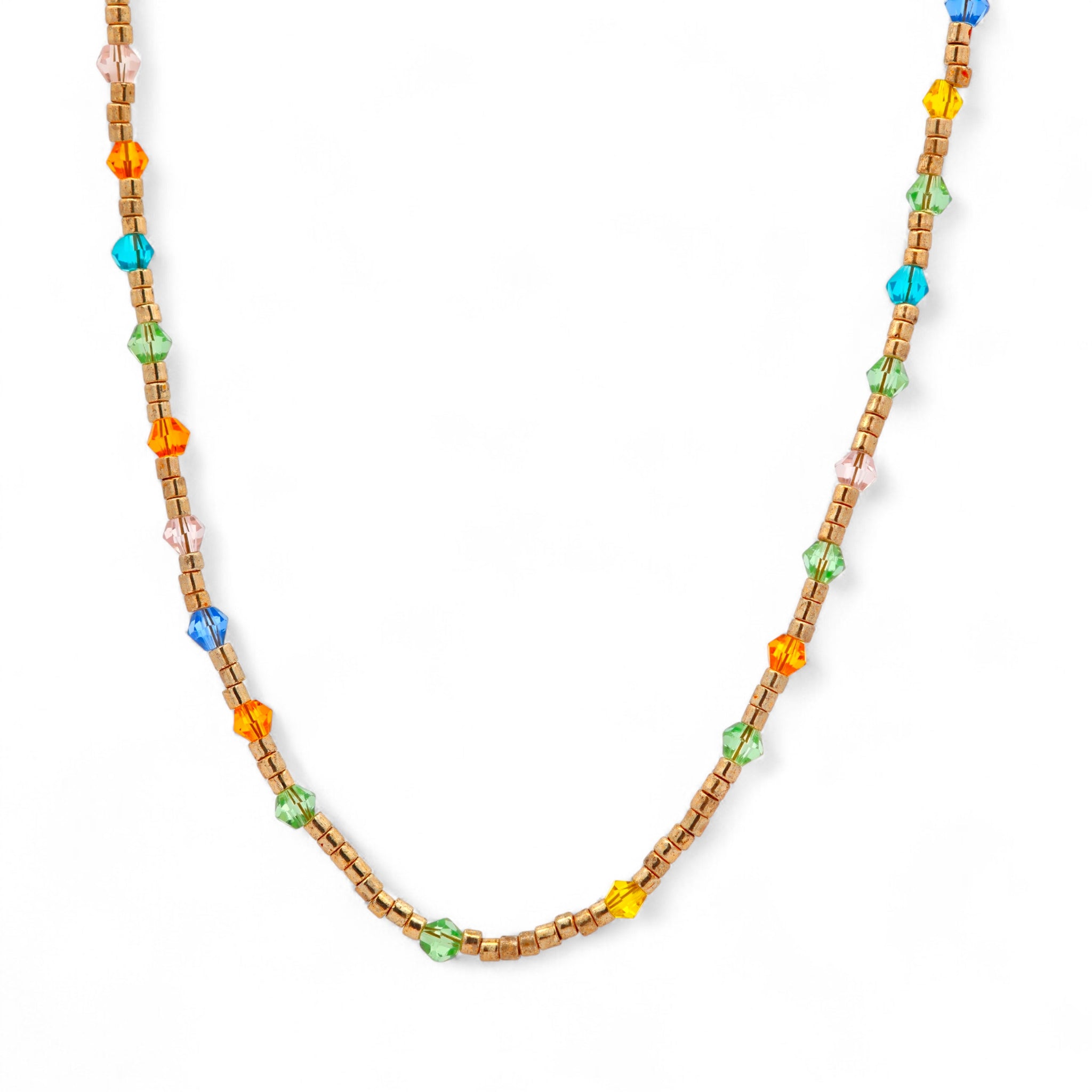 Collana Cristalli Colorati Acciaio