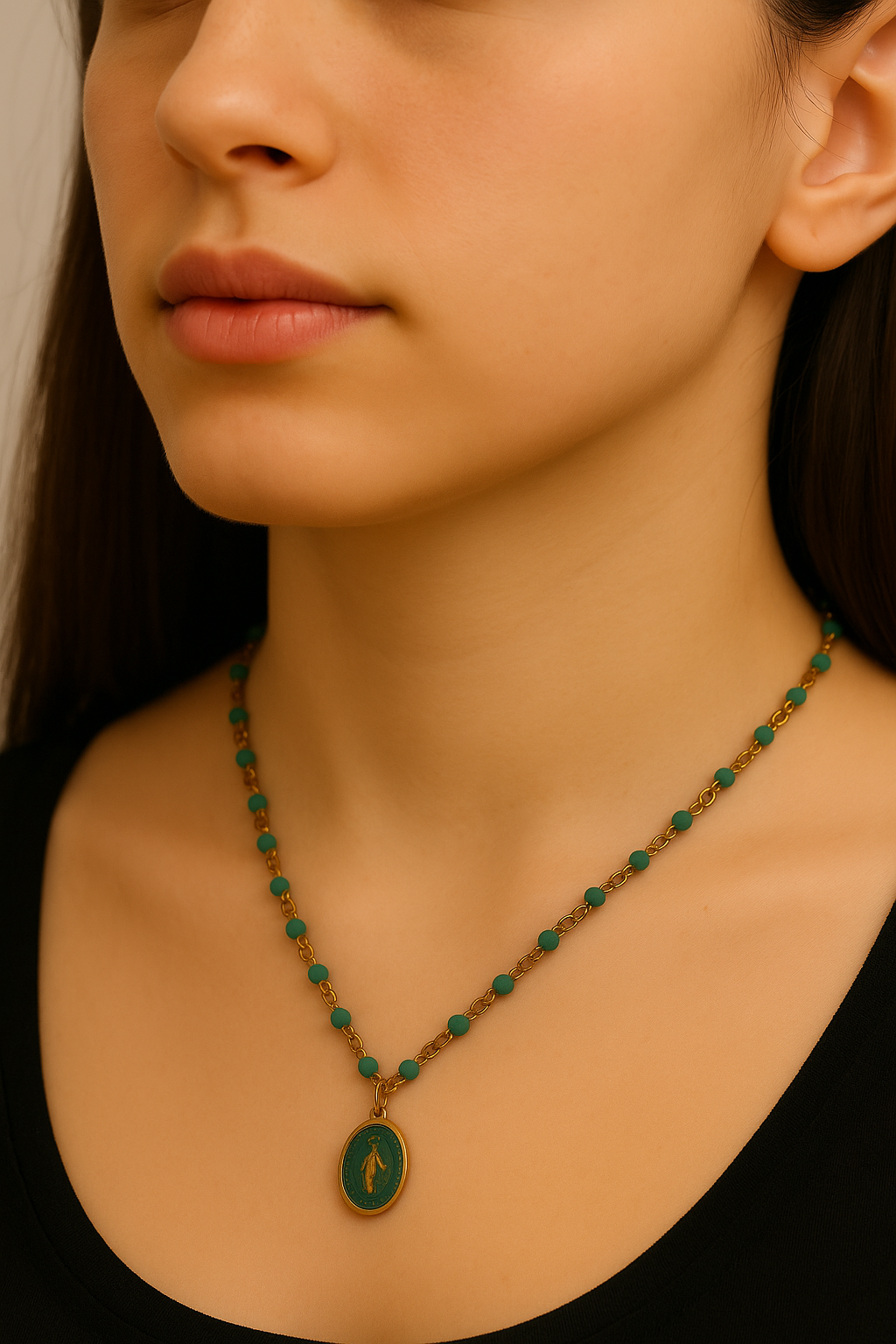 Collana Medaglietta Colorata Acciaio