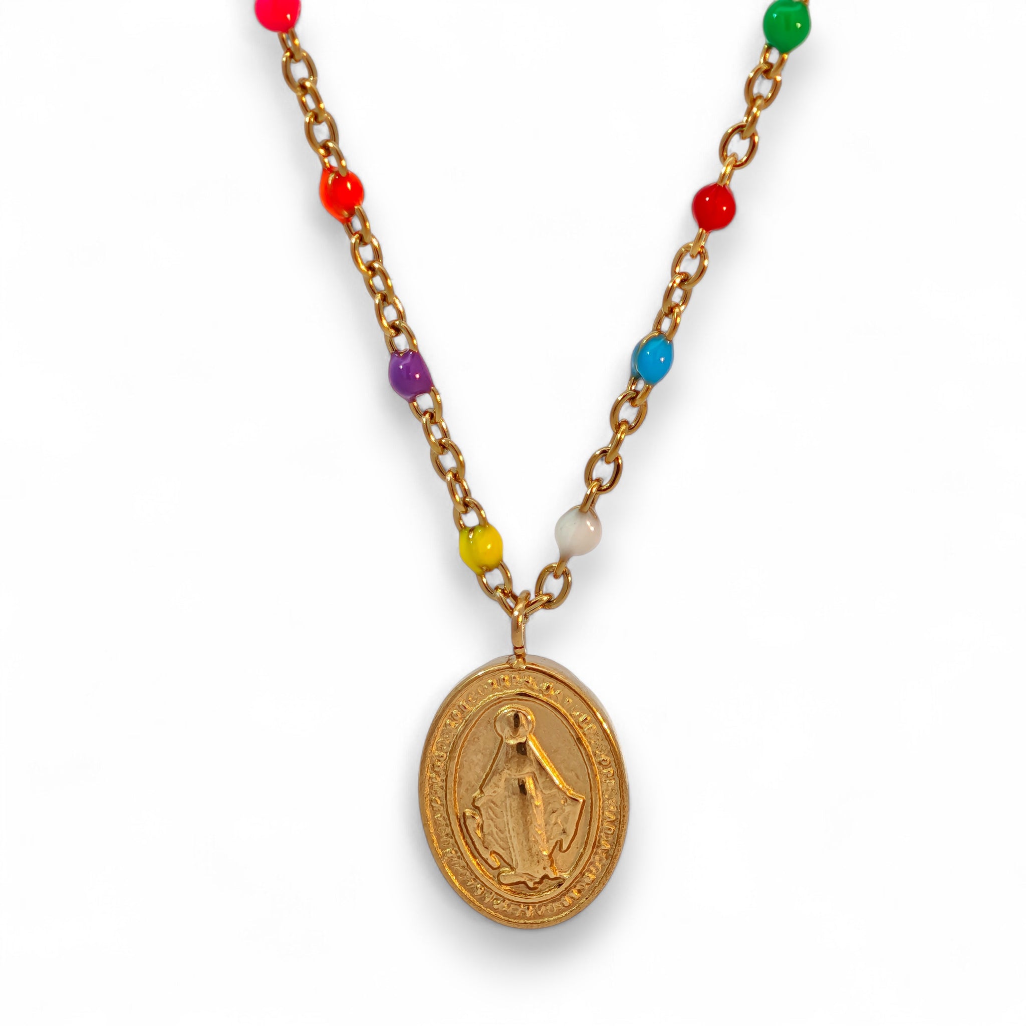 Collana Medaglietta Colorata Acciaio