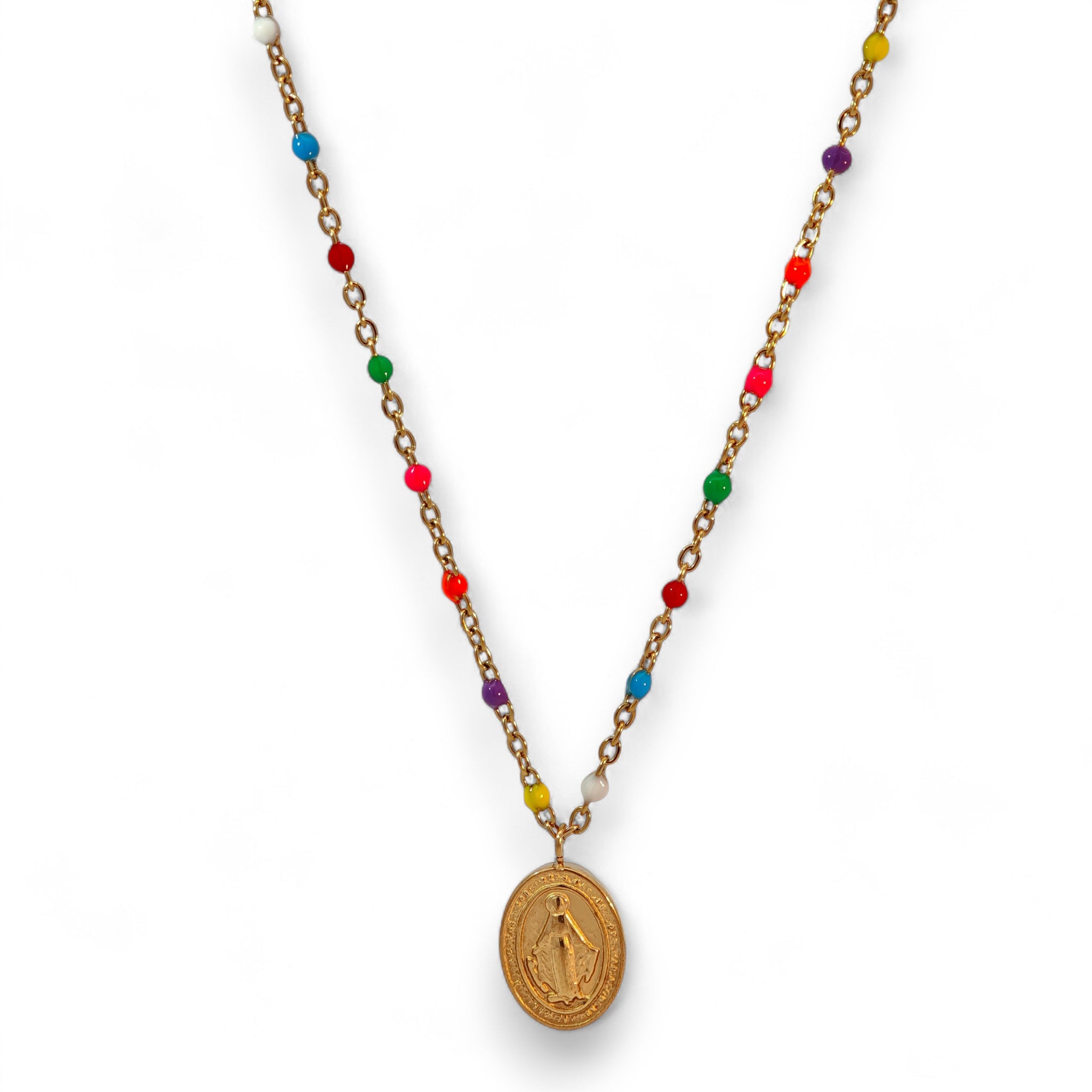 Collana Medaglietta Colorata Acciaio