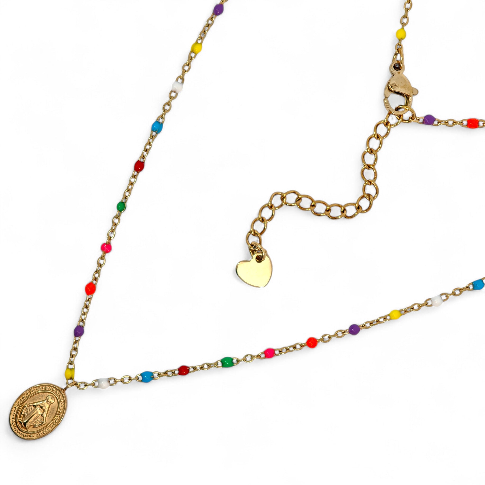 Collana Medaglietta Colorata Acciaio