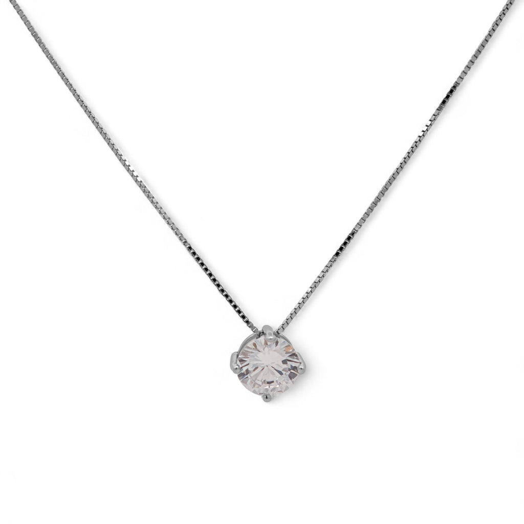 Collana pendente in argento con punto luce oro e cristallo swarovski 5 mm - 1One Gioielli Collana pendente in argento con punto luce oro e cristallo swarovski 5 mm - 1One Gioielli