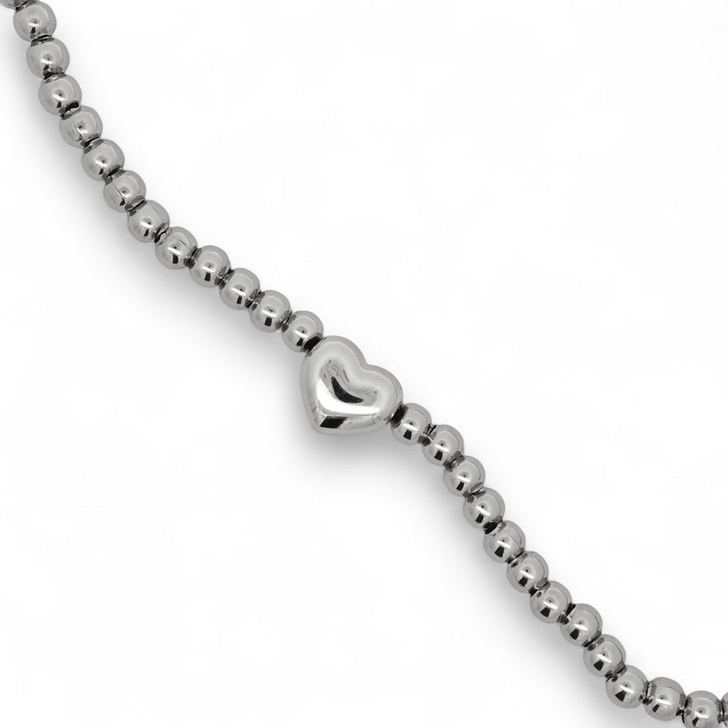 Collana Cuore in Acciaio Con Perline