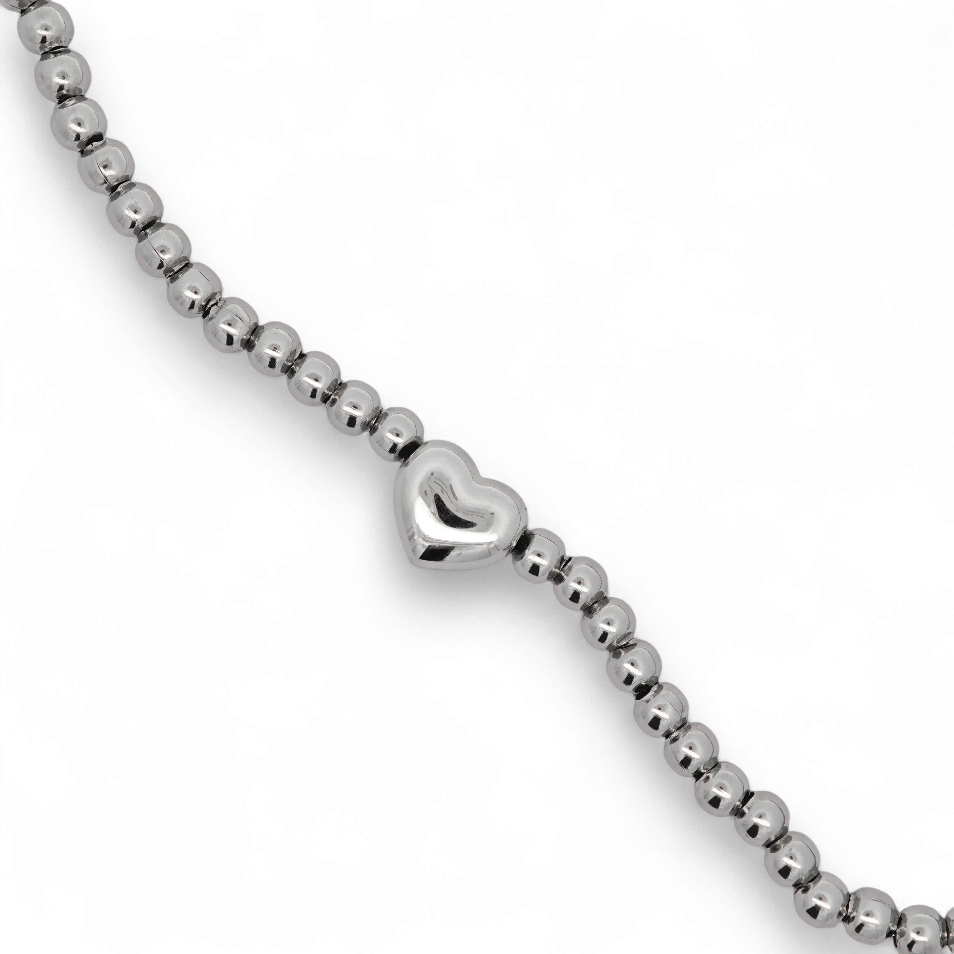 Collana Cuore in Acciaio Con Perline