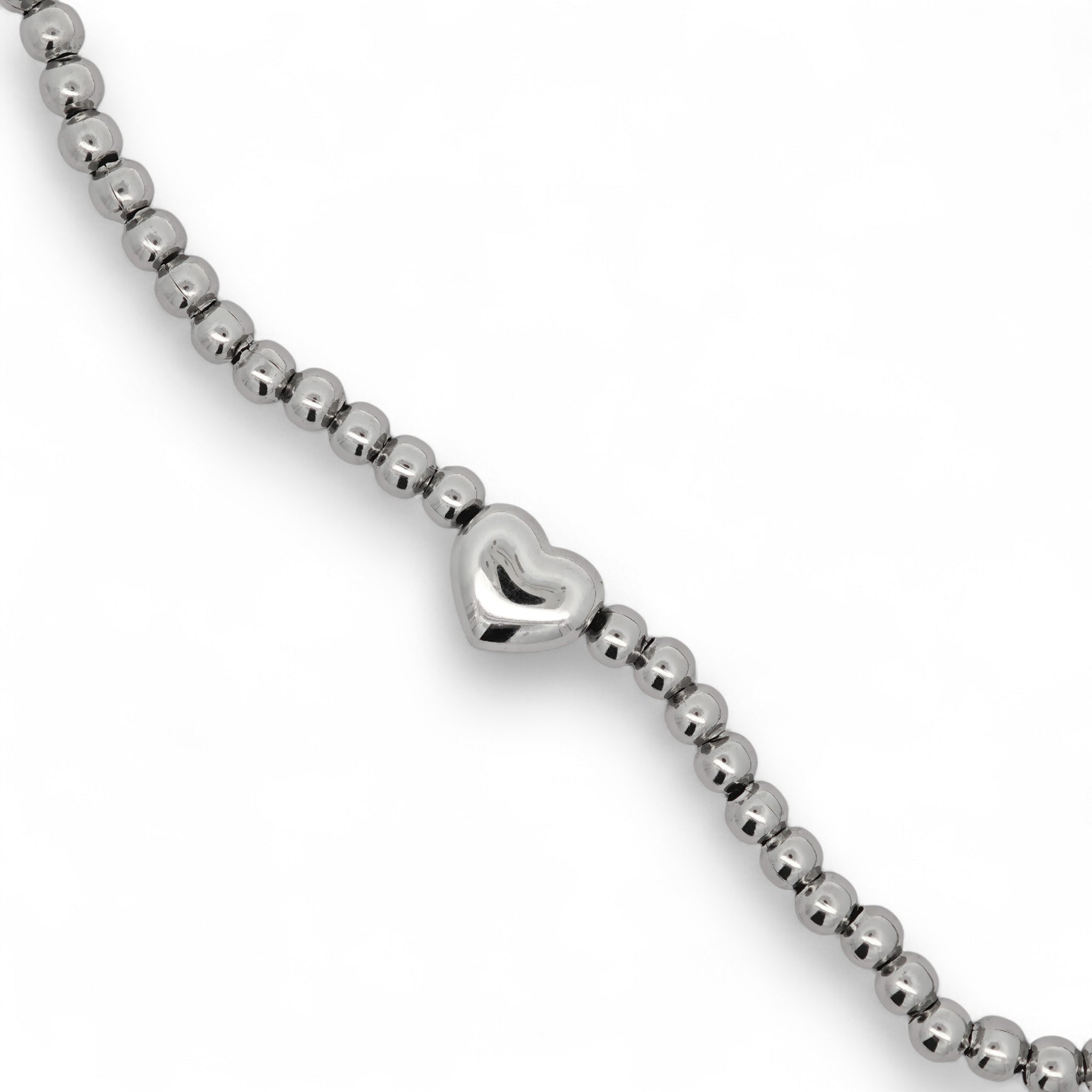 Collana Cuore in Acciaio Con Perline