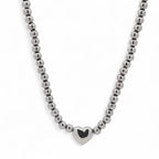 Collana Cuore in Acciaio Con Perline