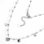 Collana in Acciaio con Pendenti a Cuore e Perle
