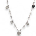 Collana in Acciaio con Pendenti a Cuore e Perle