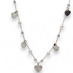 Collana in Acciaio con Pendenti a Cuore e Perle