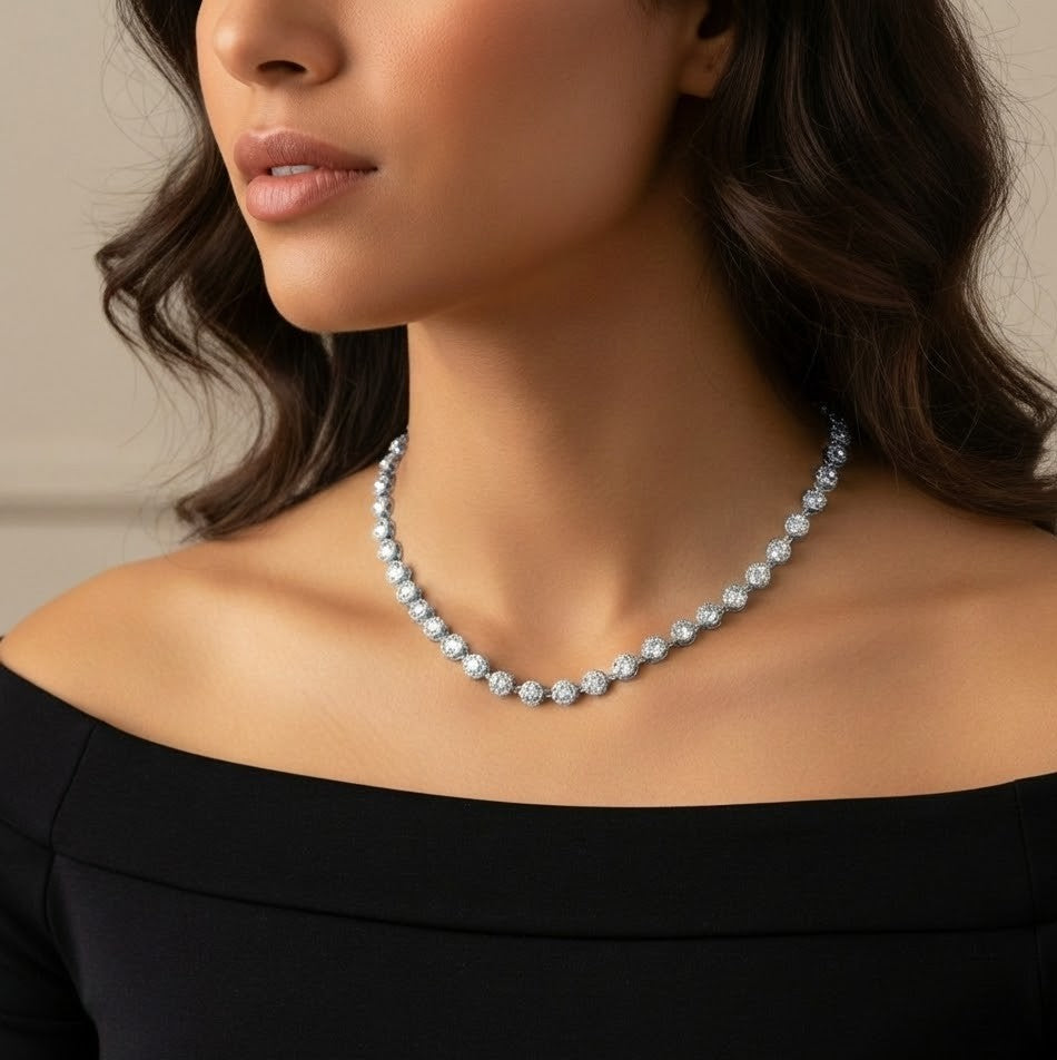 Collana Tennis con Zirconi Luminosi In Acciaio Inossidabile