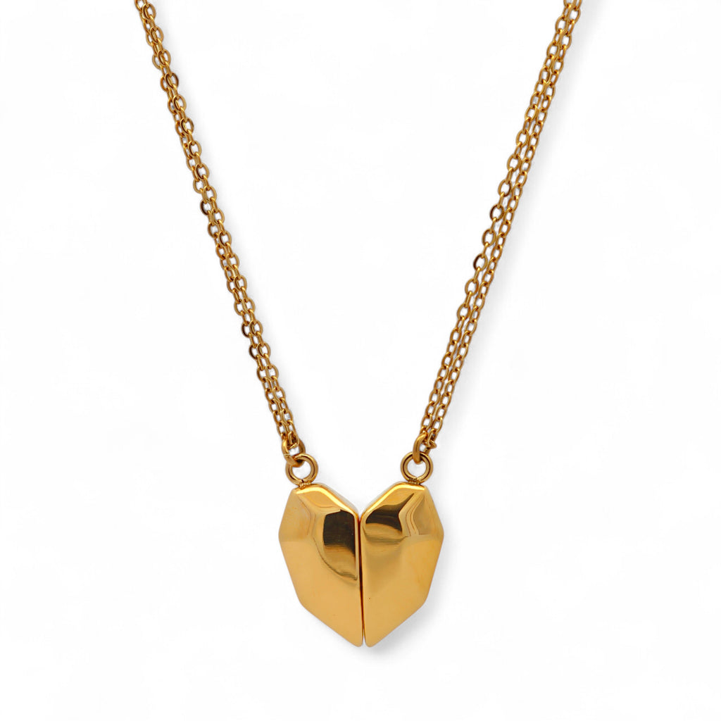 Collana in Acciaio con Cuore Geometrico