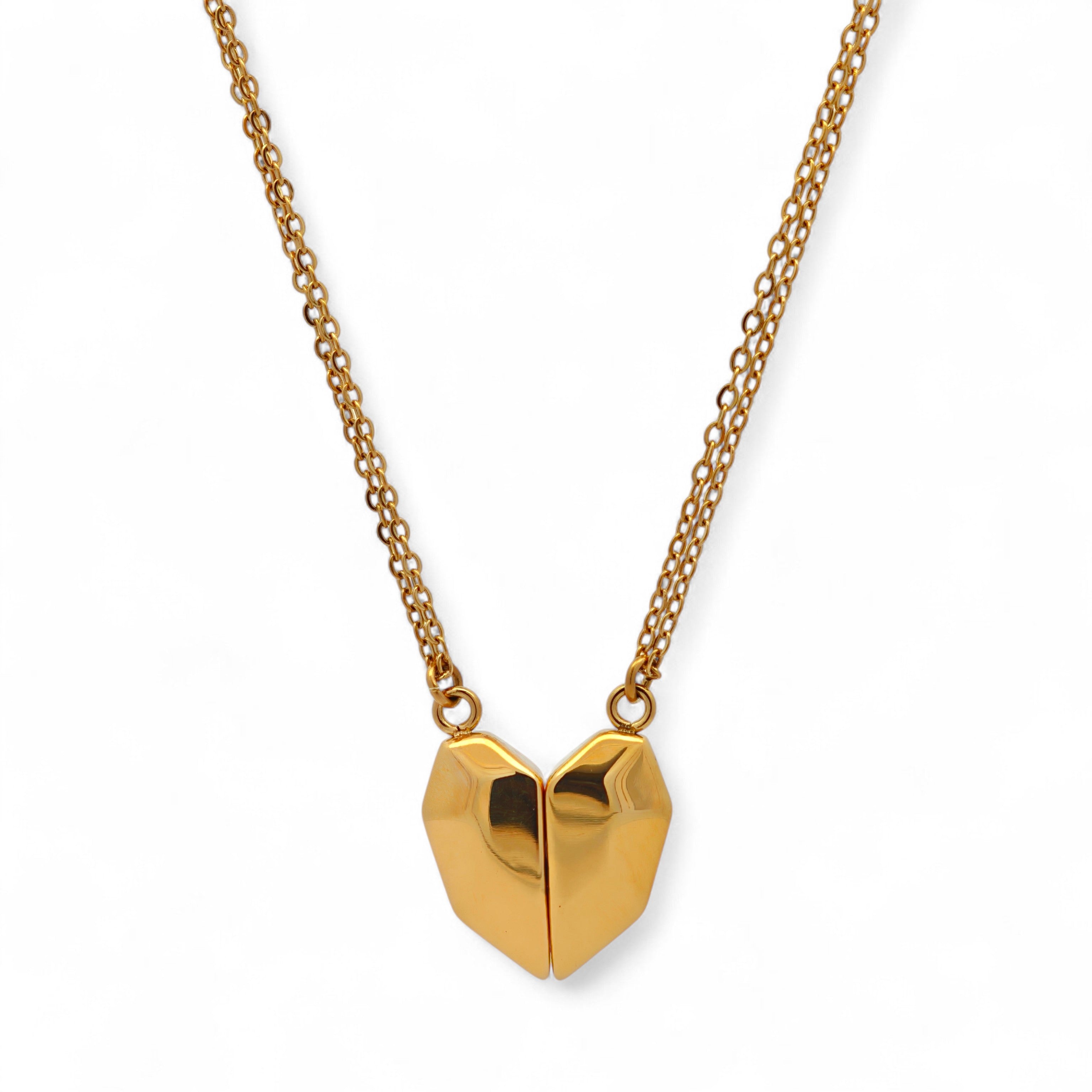 Collana in Acciaio con Cuore Geometrico