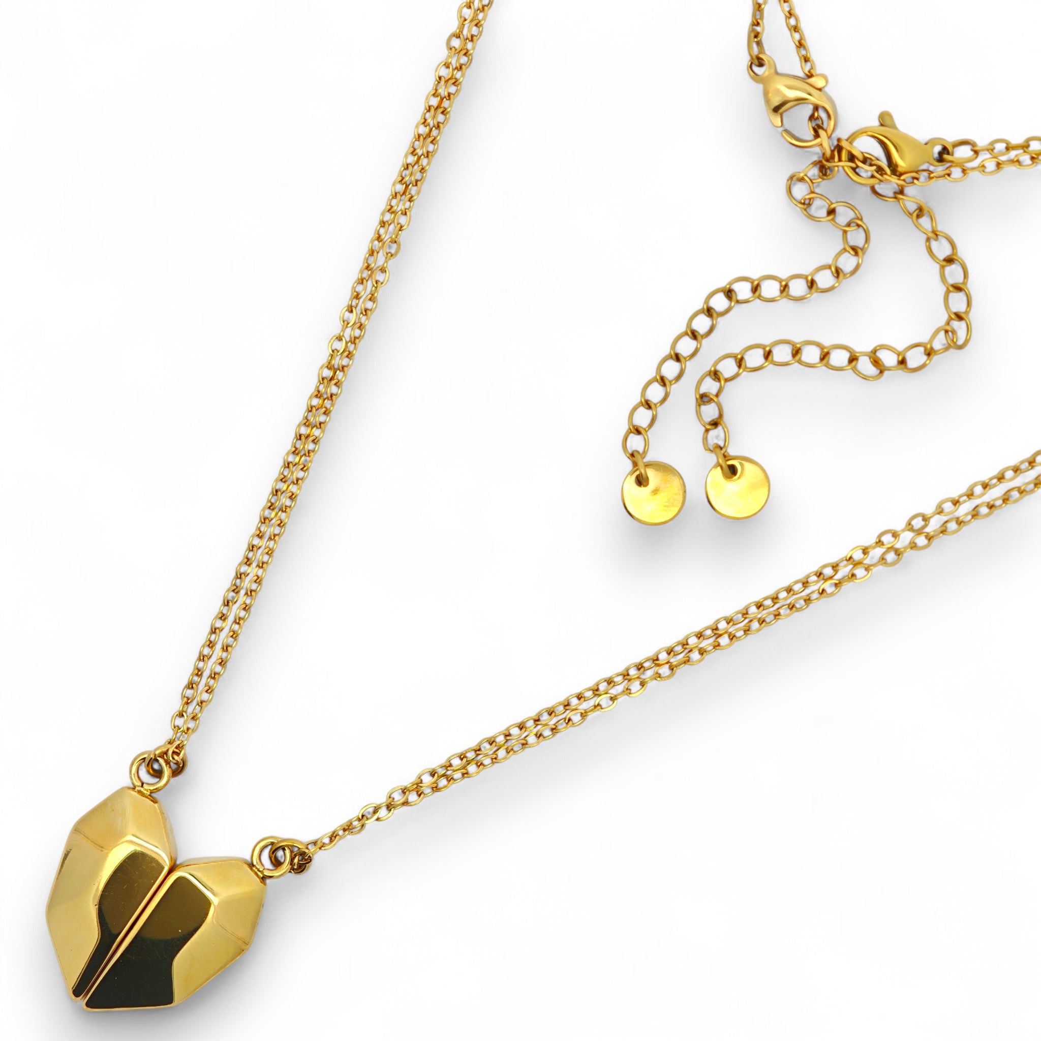 Collana in Acciaio con Cuore Geometrico