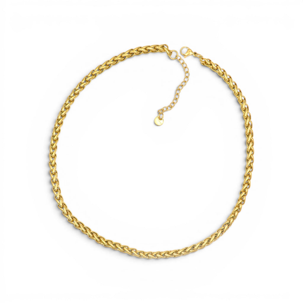 Collana Girocollo a Treccia Spiga In Acciaio Inossidabile