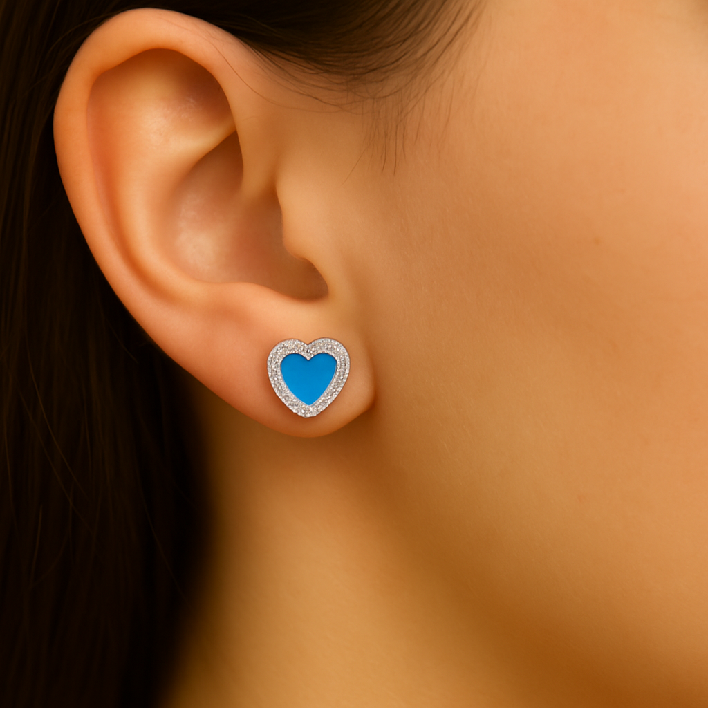 Orecchini Cuore Smaltato Argento 925