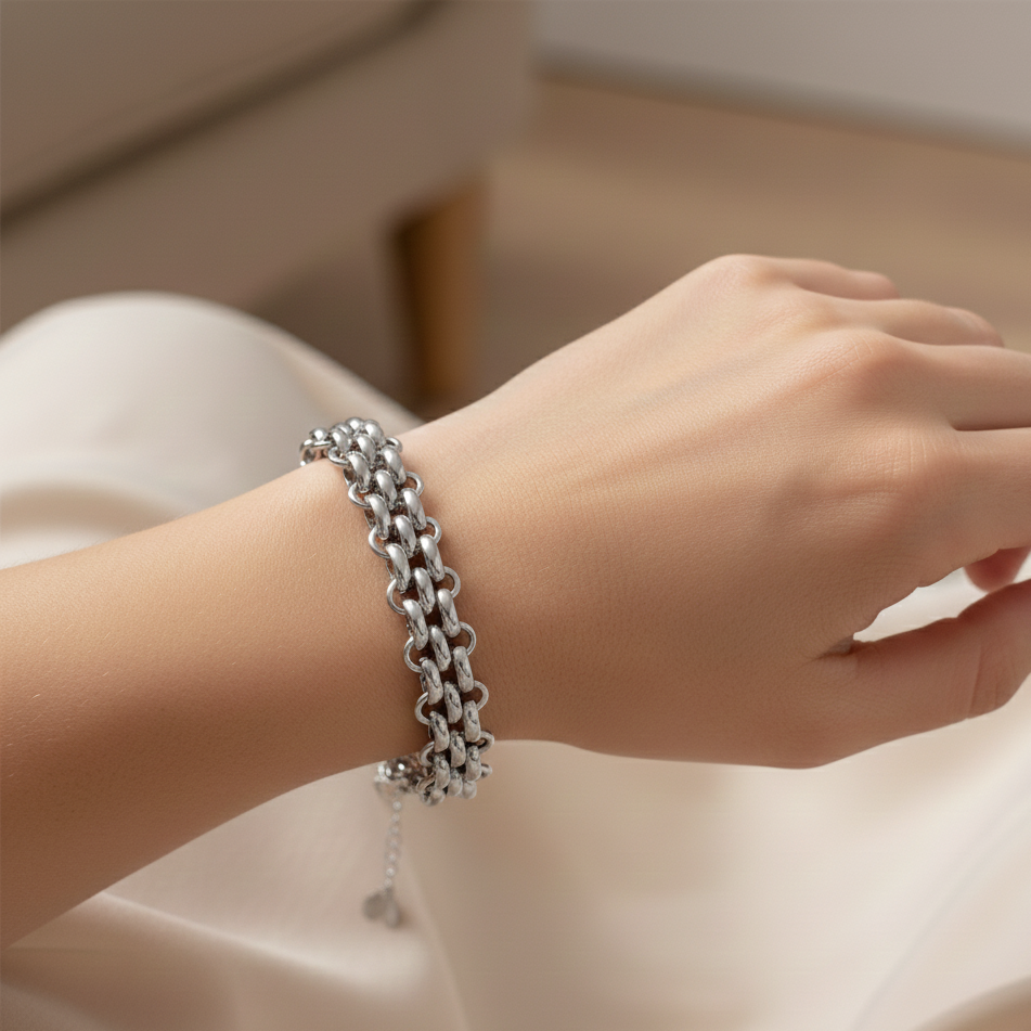 Bracciale Catena Doppia  in Acciaio Inossidabile