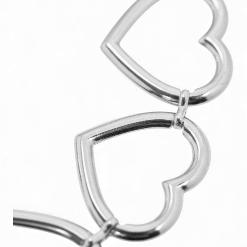Collana Choker a Catena con Maglie a Cuore In Acciaio Inossidabile
