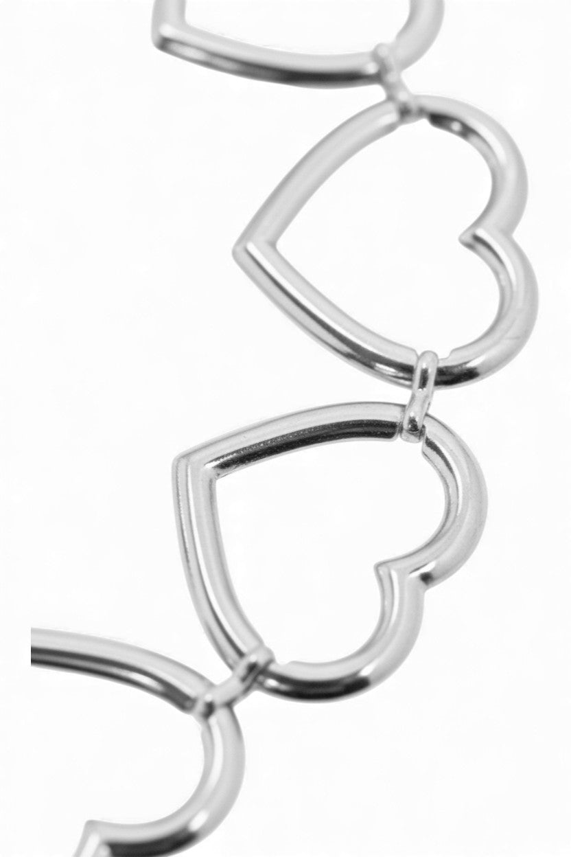 Collana Choker a Catena con Maglie a Cuore in Acciaio Inossidabile