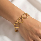 Bracciale Catena con Cuori Aperti In Acciaio Inossidabile