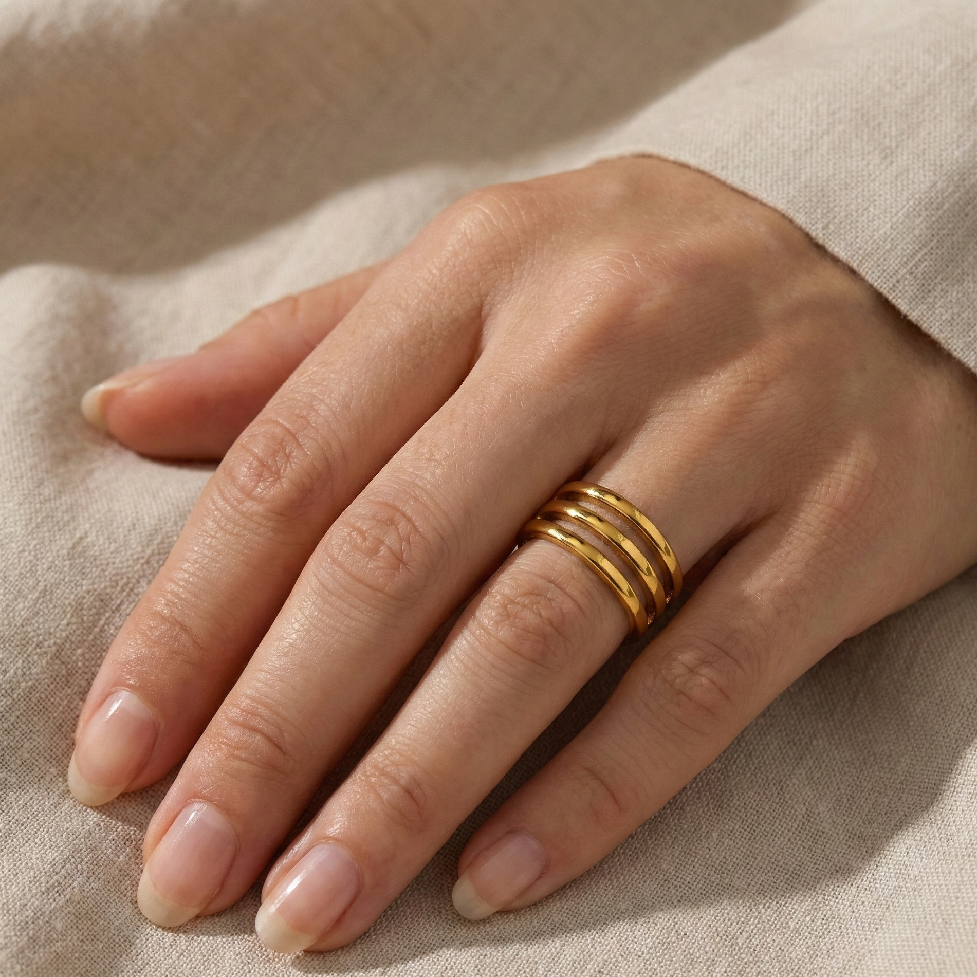 Anello Fascia Multipla Aperta in Acciaio Inossidabile