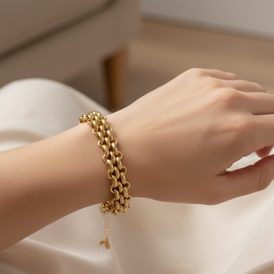 Bracciale Catena Doppia  in Acciaio Inossidabile