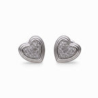 Orecchini a Cuore Bombato con Micro-Pavé di Zirconi In Acciaio Inossidabile
