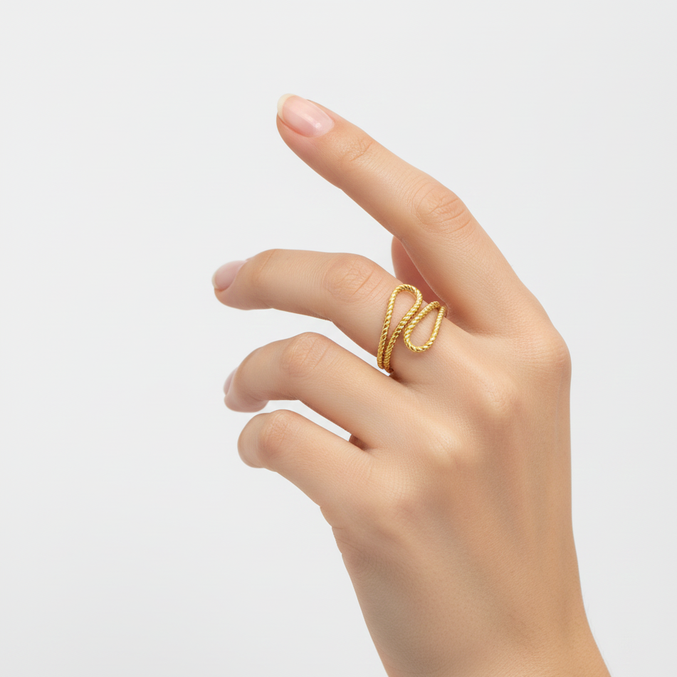 Anello Spirale Twist Sottile in Acciaio Inossidabile