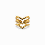 Anello Fascia Multipla Aperta con Dettaglio a Perline In Acciaio Inossidabile