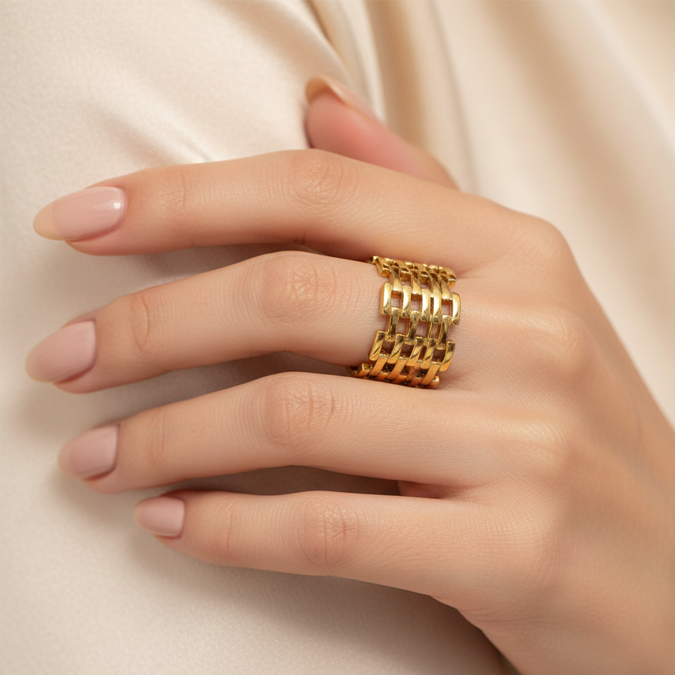 Anello Fascia Maglia In Acciaio Inossidabile