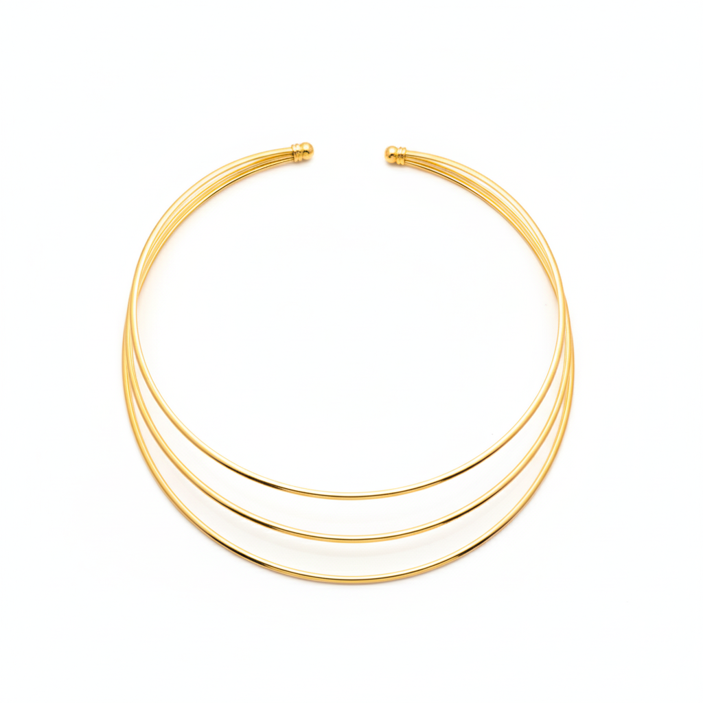 Girocollo Choker Rigido Multicerchio in Acciaio Inossidabile