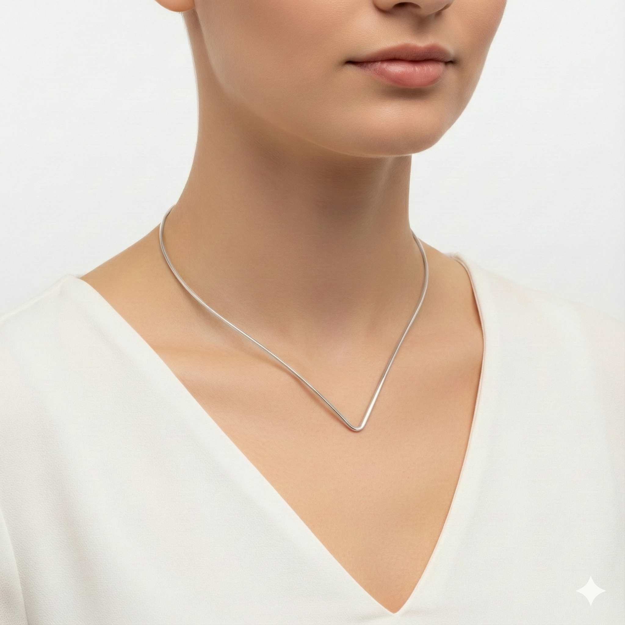 Girocollo Rigido Aperto a Forma di V in Acciaio Inossidabile