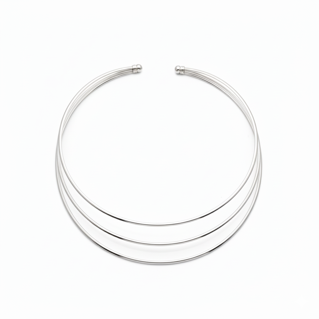 Girocollo Choker Rigido Multicerchio in Acciaio Inossidabile