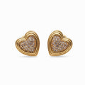 Orecchini a Cuore Bombato con Micro-Pavé di Zirconi In Acciaio Inossidabile