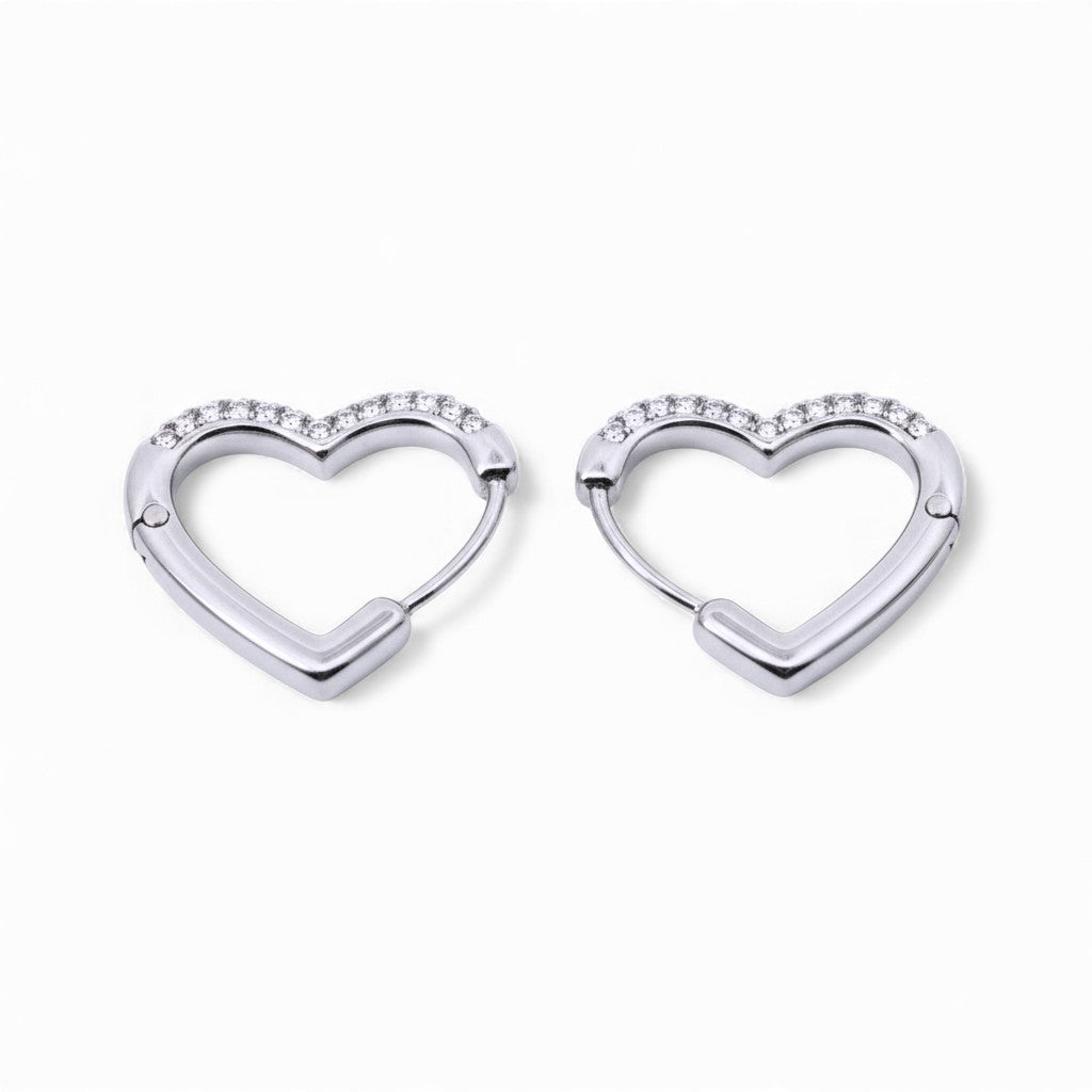 Orecchini Cuore Love Hoop con Zirconi In Acciaio Inossidabile