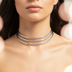 Girocollo Choker Rigido Multicerchio in Acciaio Inossidabile