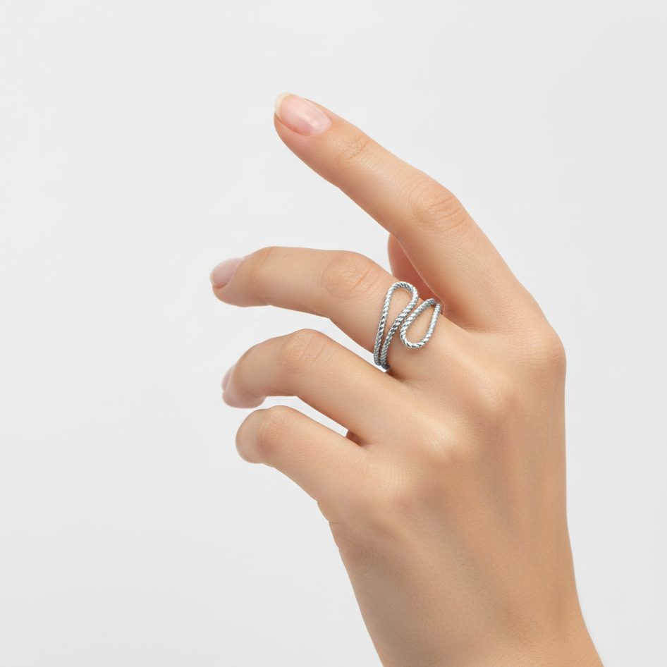 Anello Spirale Twist Sottile in Acciaio Inossidabile