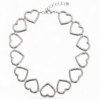 Collana Choker a Catena con Maglie a Cuore In Acciaio Inossidabile