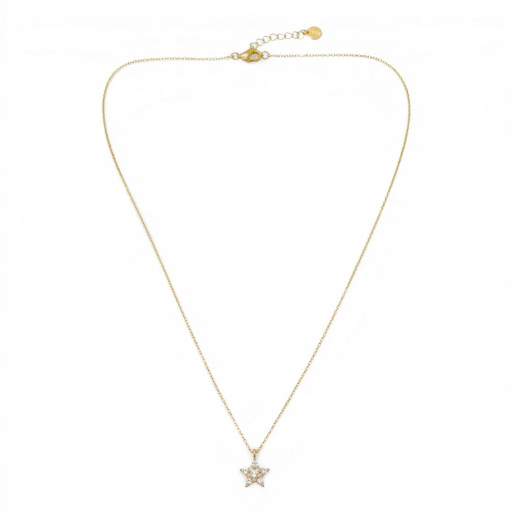 Collana Stella con Pavé e Punto Luce in Argento 925