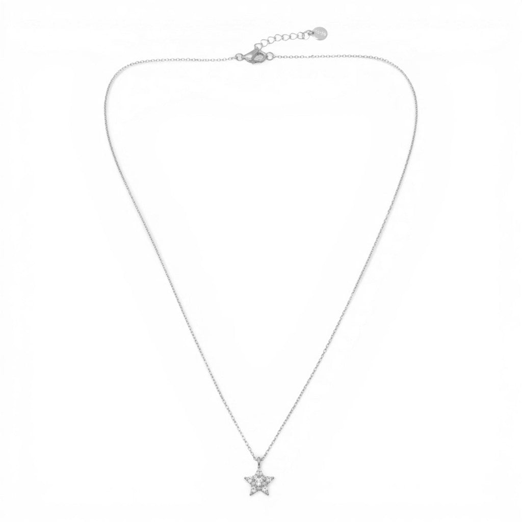 Collana Stella con Pavé e Punto Luce in Argento 925