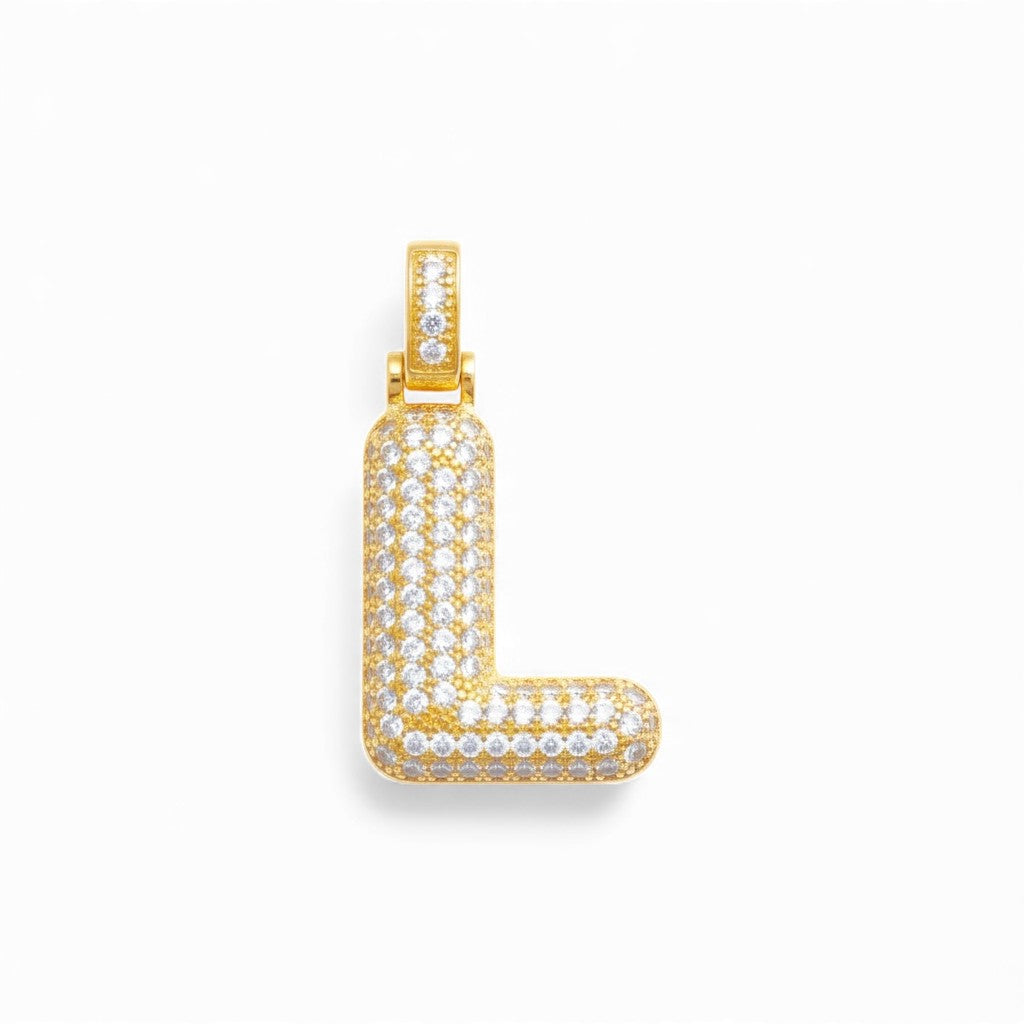 Ciondolo Bubble Bombato con Pavé di Zirconi Luminosi In Ottone