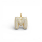 Ciondolo Lettera Bubble Bombato con Pavé di Zirconi In Ottone