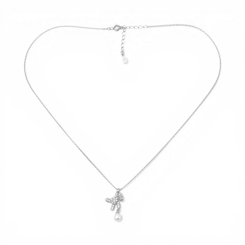 Collana con Orso Pendente Zirconato e Perla In Argento 925