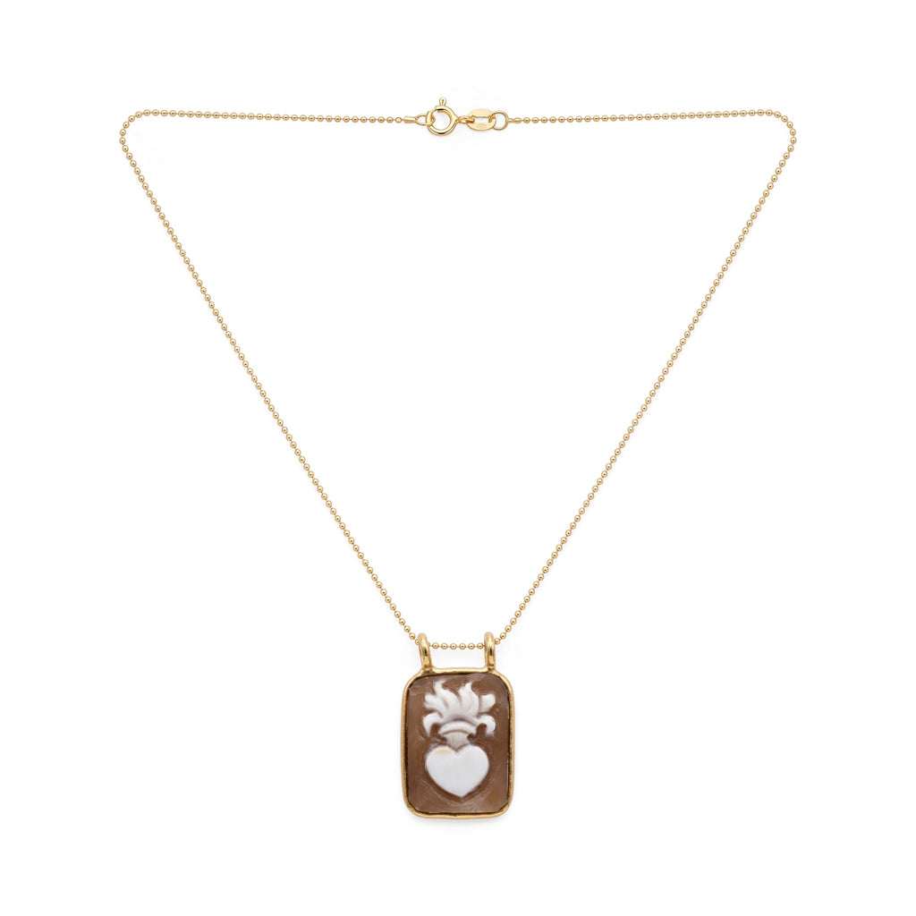 Collana Catenina con Cammeo Cuore Sacro In Argento 925