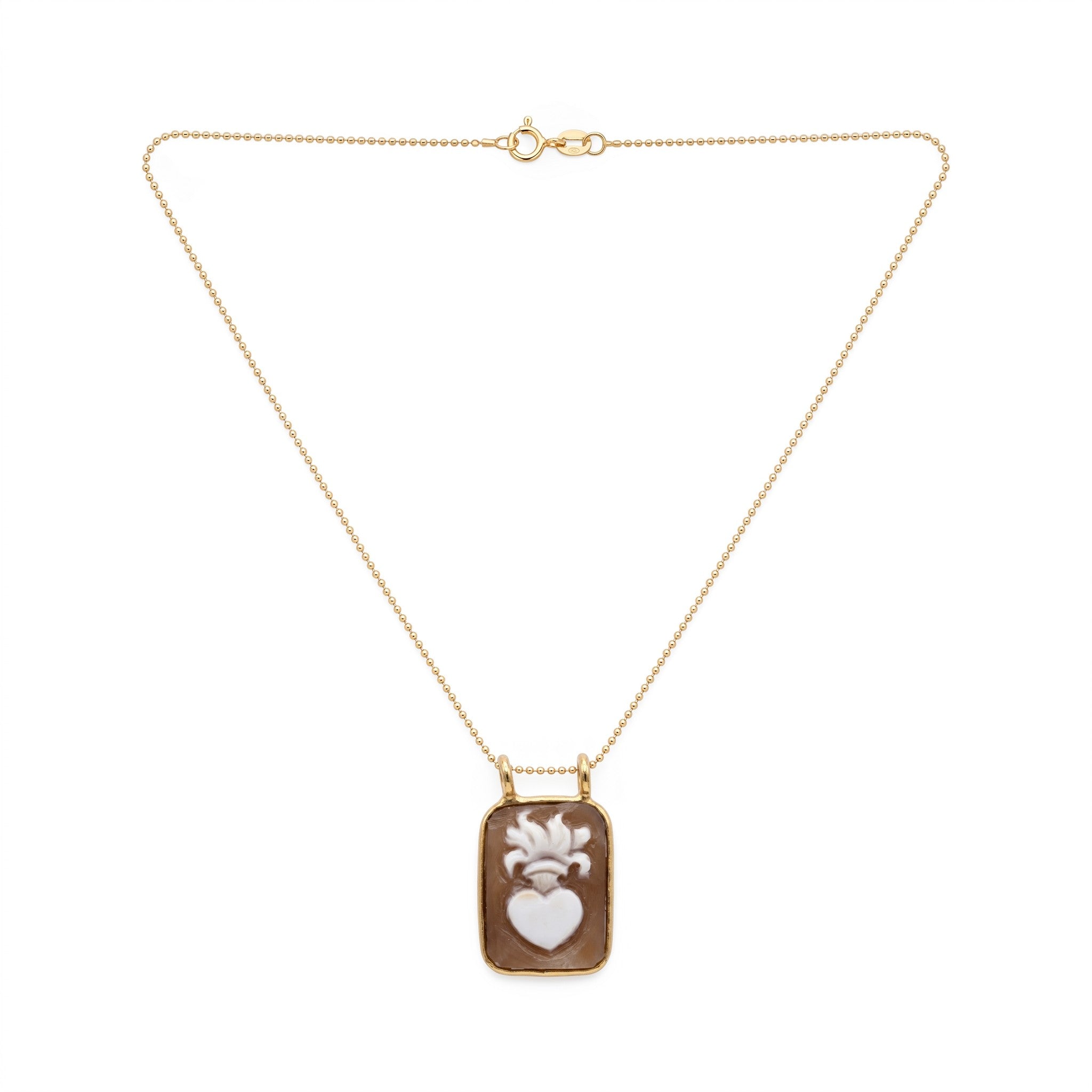 Collana Catenina con Cammeo Cuore Sacro In Argento 925