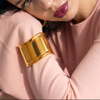 Bracciale Bangle a Fascia Maxi Curva In Acciaio Inossidabile